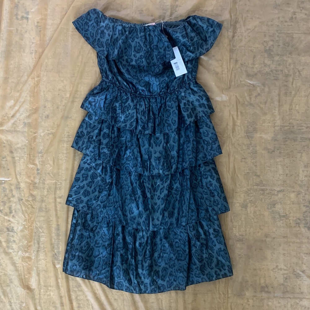 Rebecca Taylor Jaguar Silk Ruffle Tiered Dress Sz6